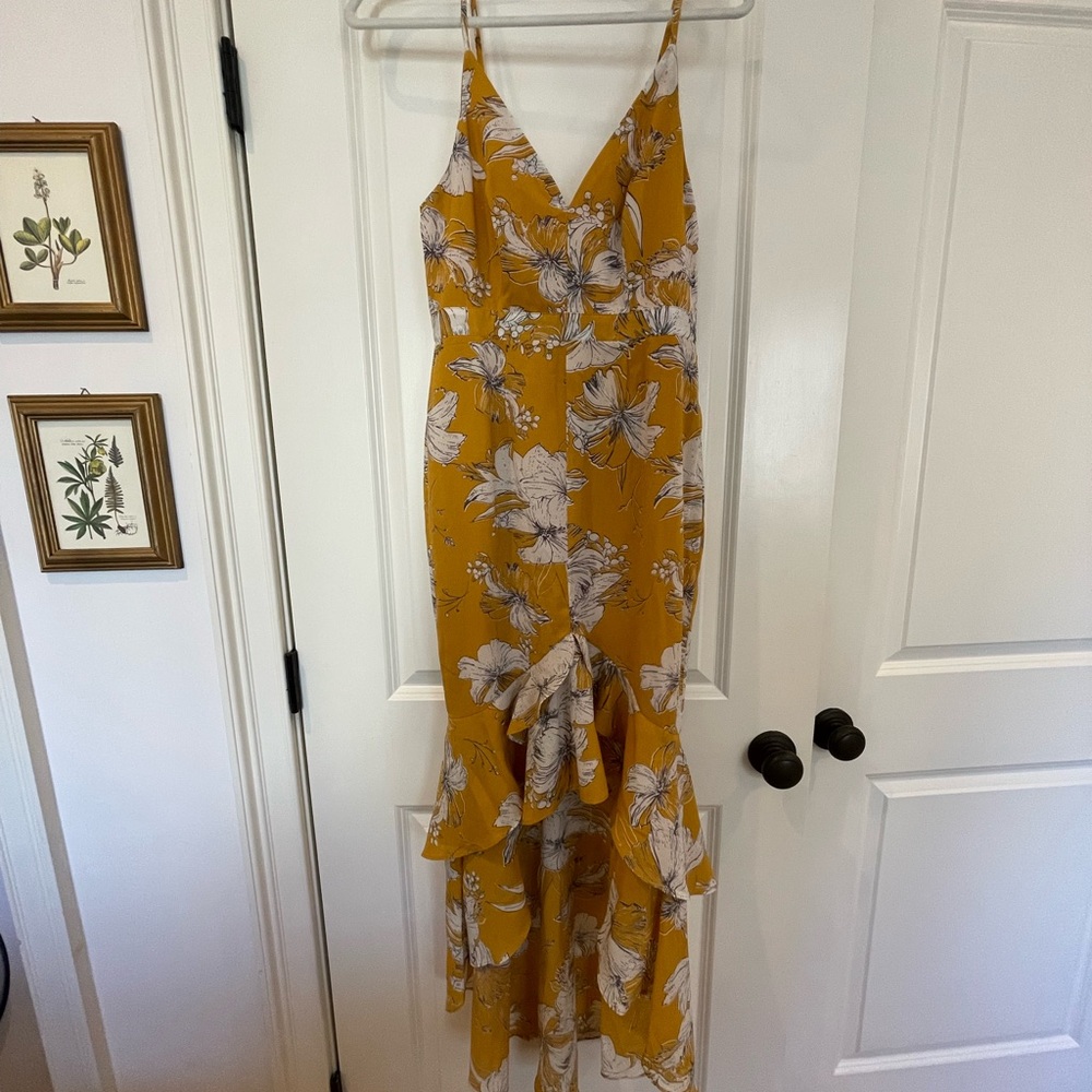 Lulus Floral Yellow Maxi Dress